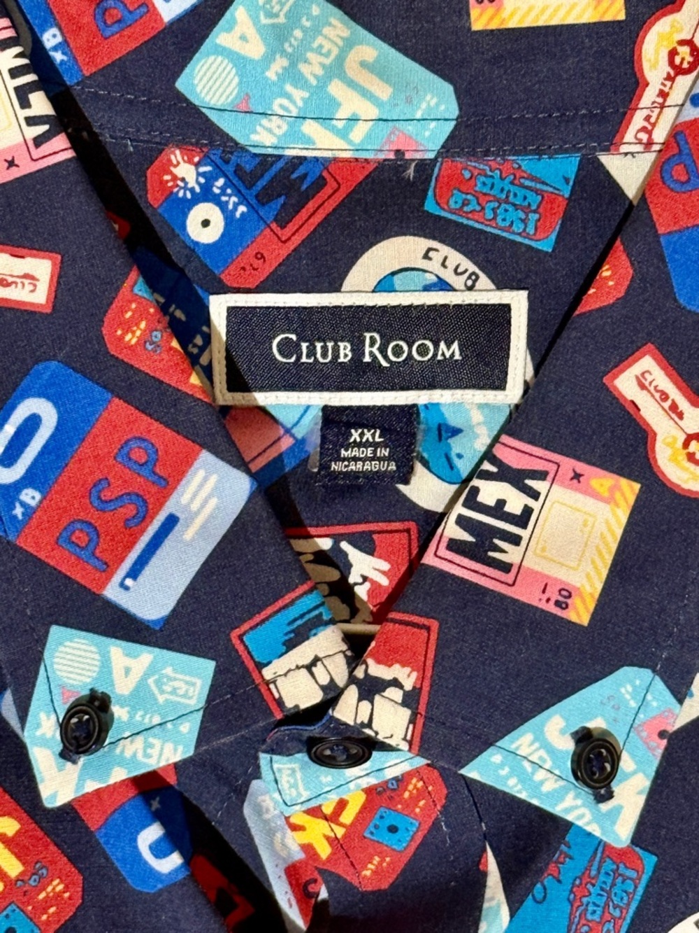 Club Room "Wanderlust" Vintage Luggage Tag Button Down Shirt - XXL